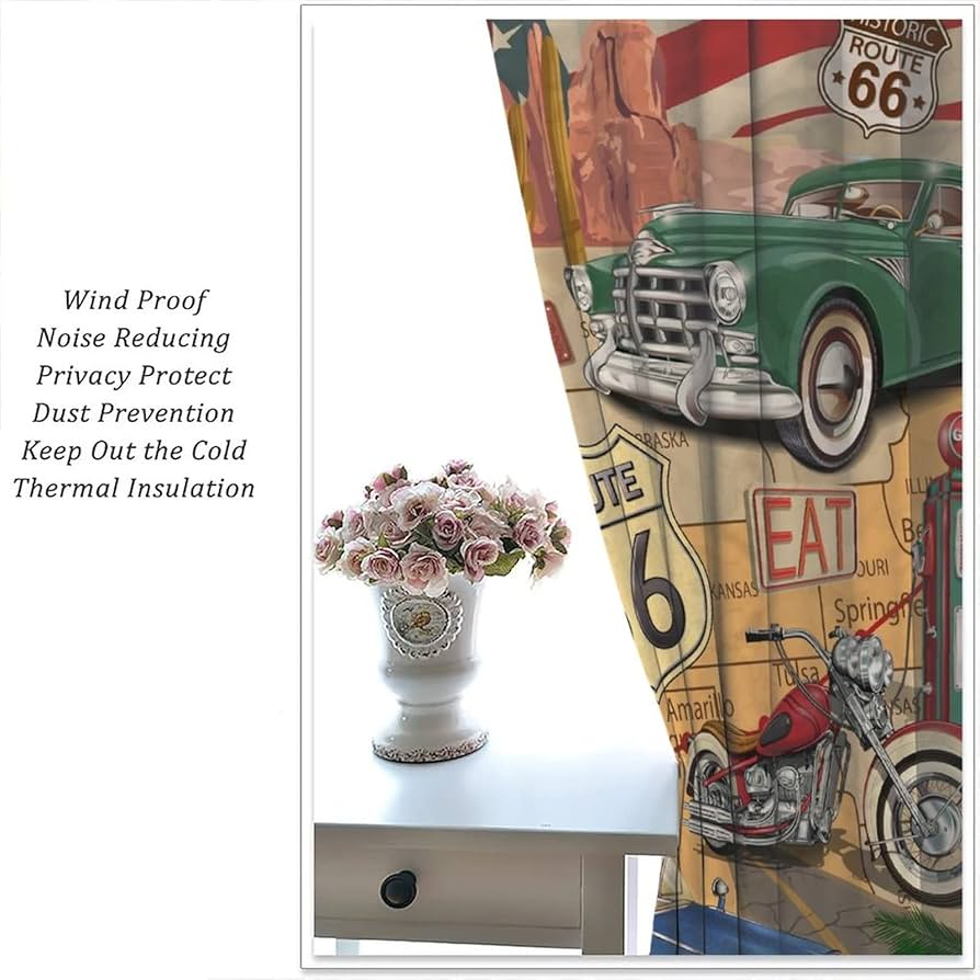 Amazon｜GoDazzling アンティークカー遮光カーテン 窓 オールド